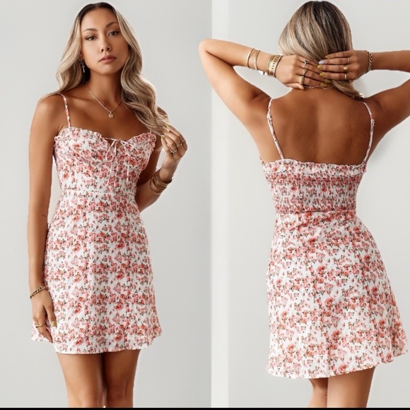 Hello Molly Dresses & Skirts - Hello Molly Get Right To It Dress Coral Floral Dainty Mini XS Babydoll Coquette